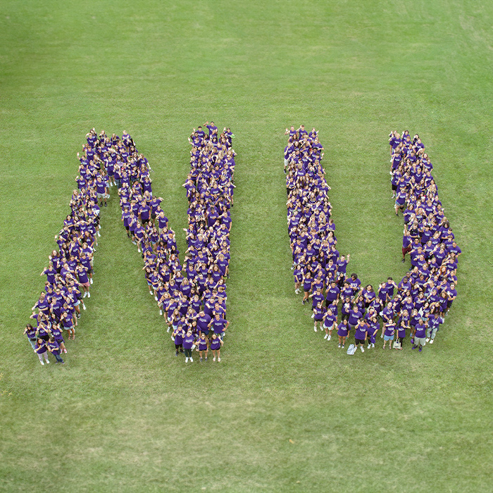 Niagara State University students on field in shape of 'N' and 'U'